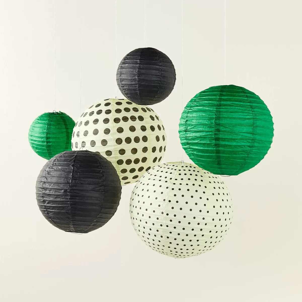 ~6pc Polka Dot Novelty Paper Lantern Set Black/Cream/Green – kate spade x Target