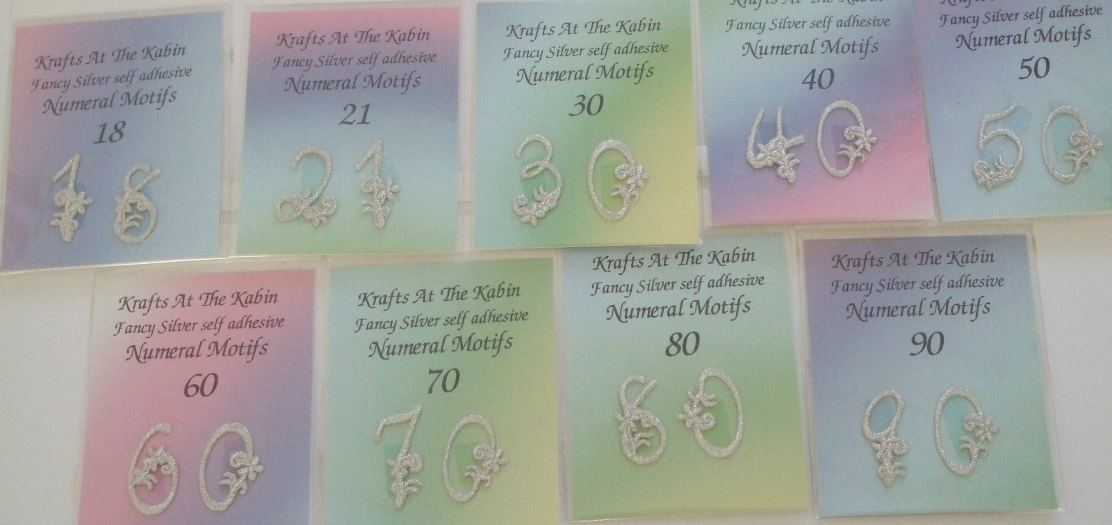 Embroidered sticky back numbers-for Birthday cards and embellishing (21 no more)