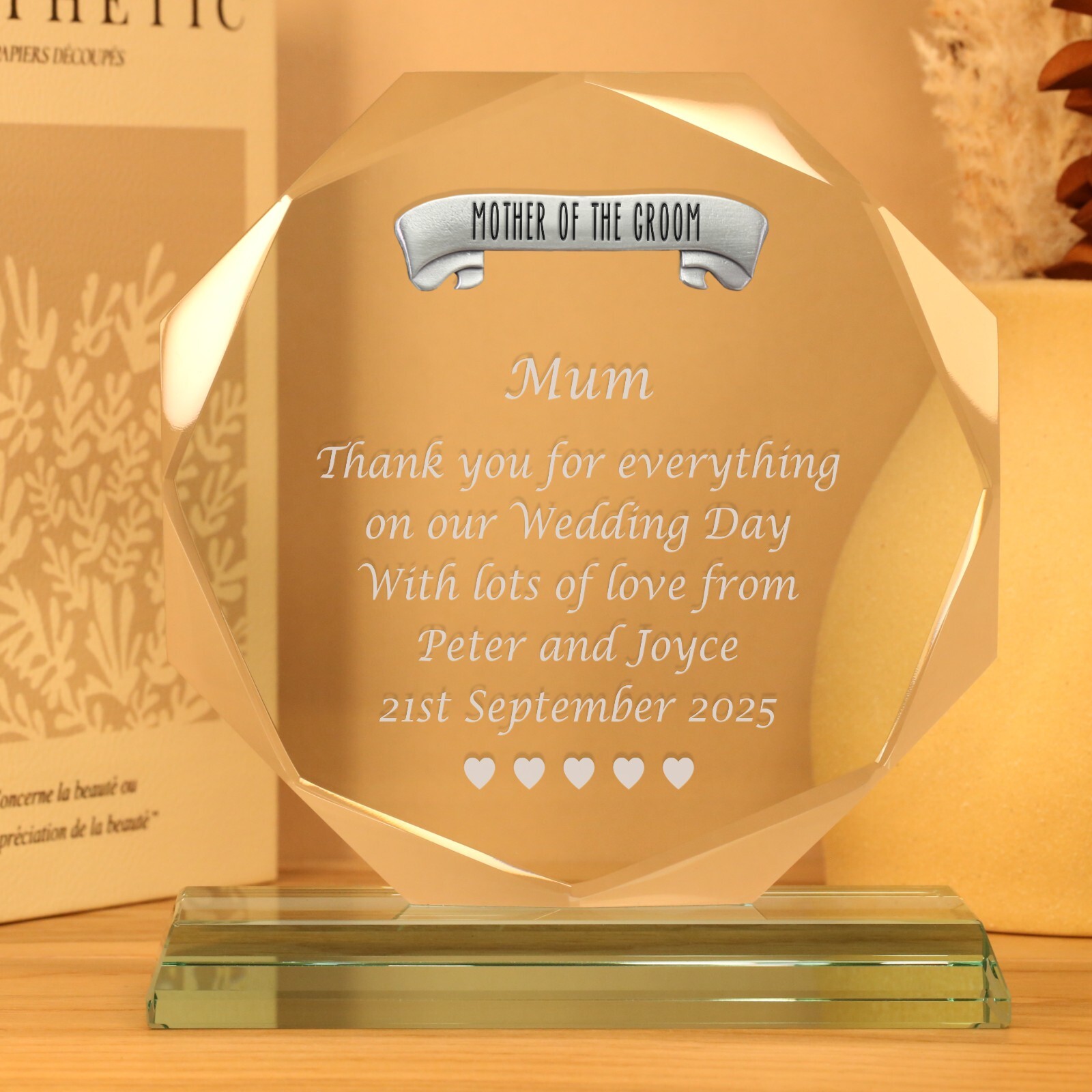 Personalised Engraved Mother of the Groom Cut Glass Wedding Party Favour Gifts