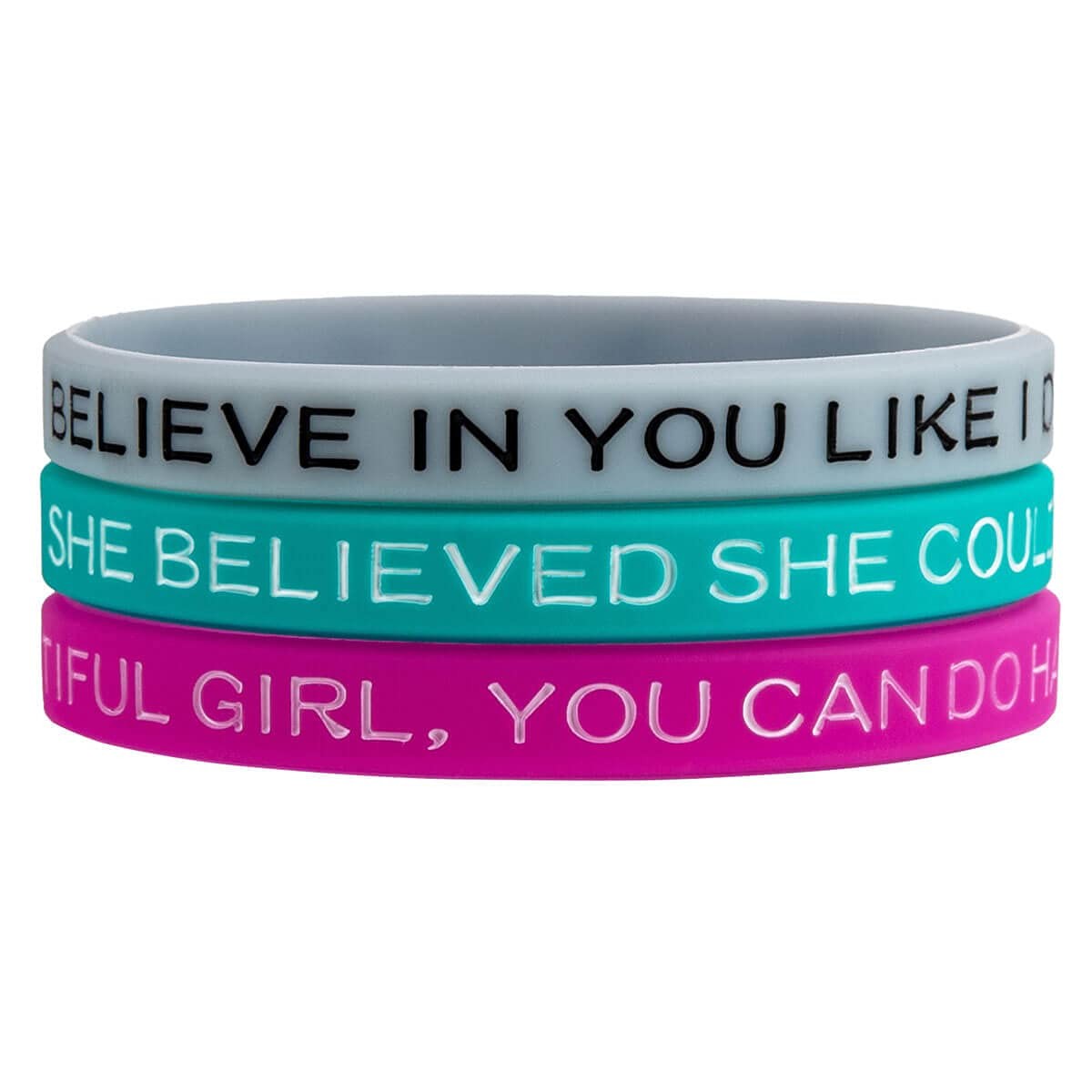Inspirational Silicone Bracelets for with Motivational Engraved Mantra – Posi…