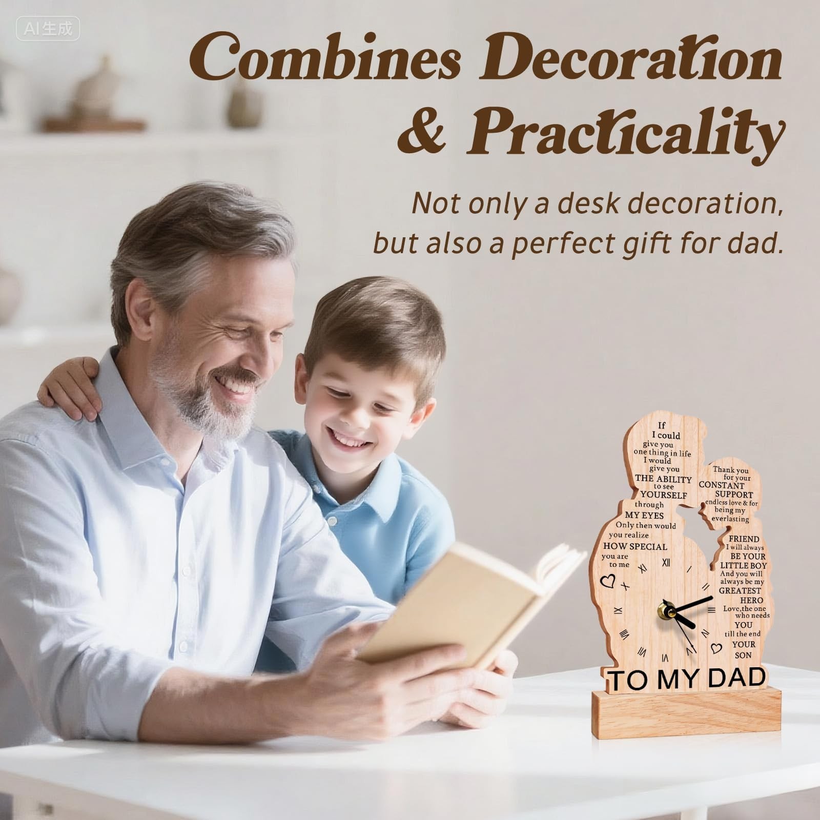 Dad Gifts from Son, Wooden Clock Gifts for Dads, Birthday Gift for Dad, Cool …