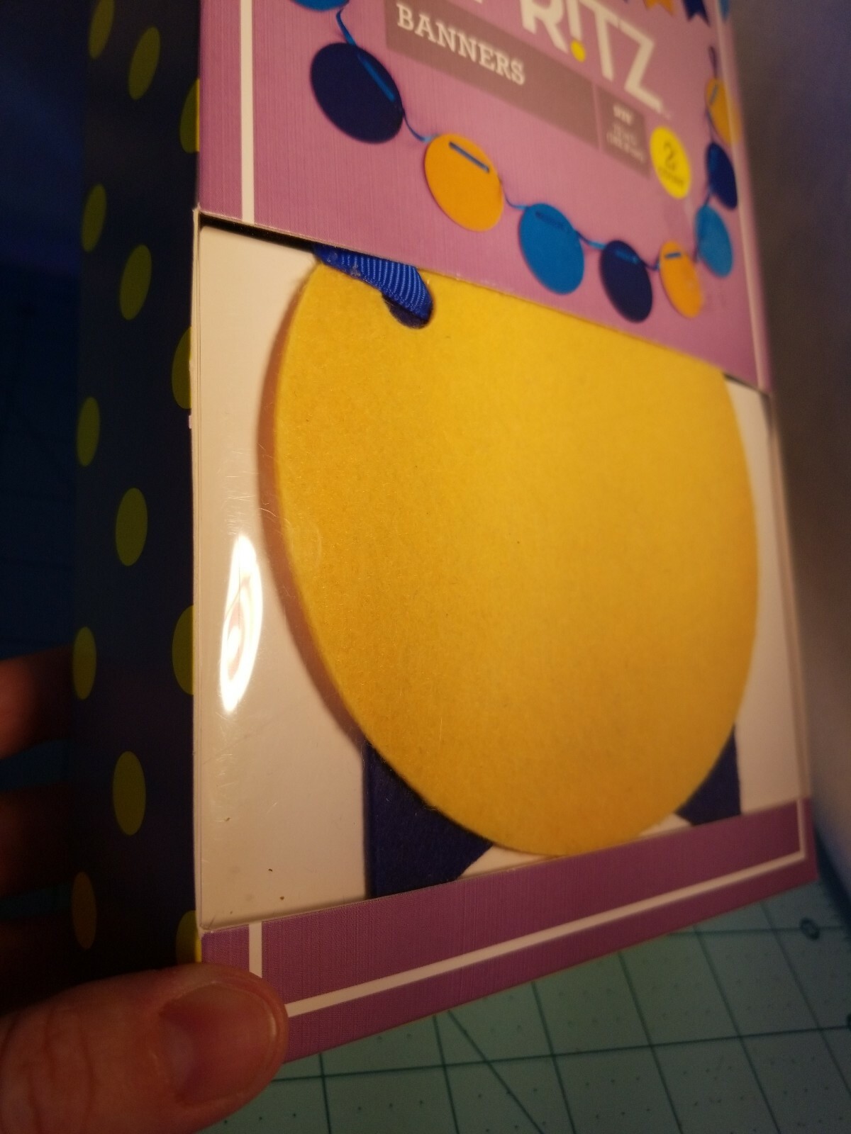 Spritz Brand: Box Set Of 2 Felt Party Banners, Dark & Light Blue and Yellow, NEW