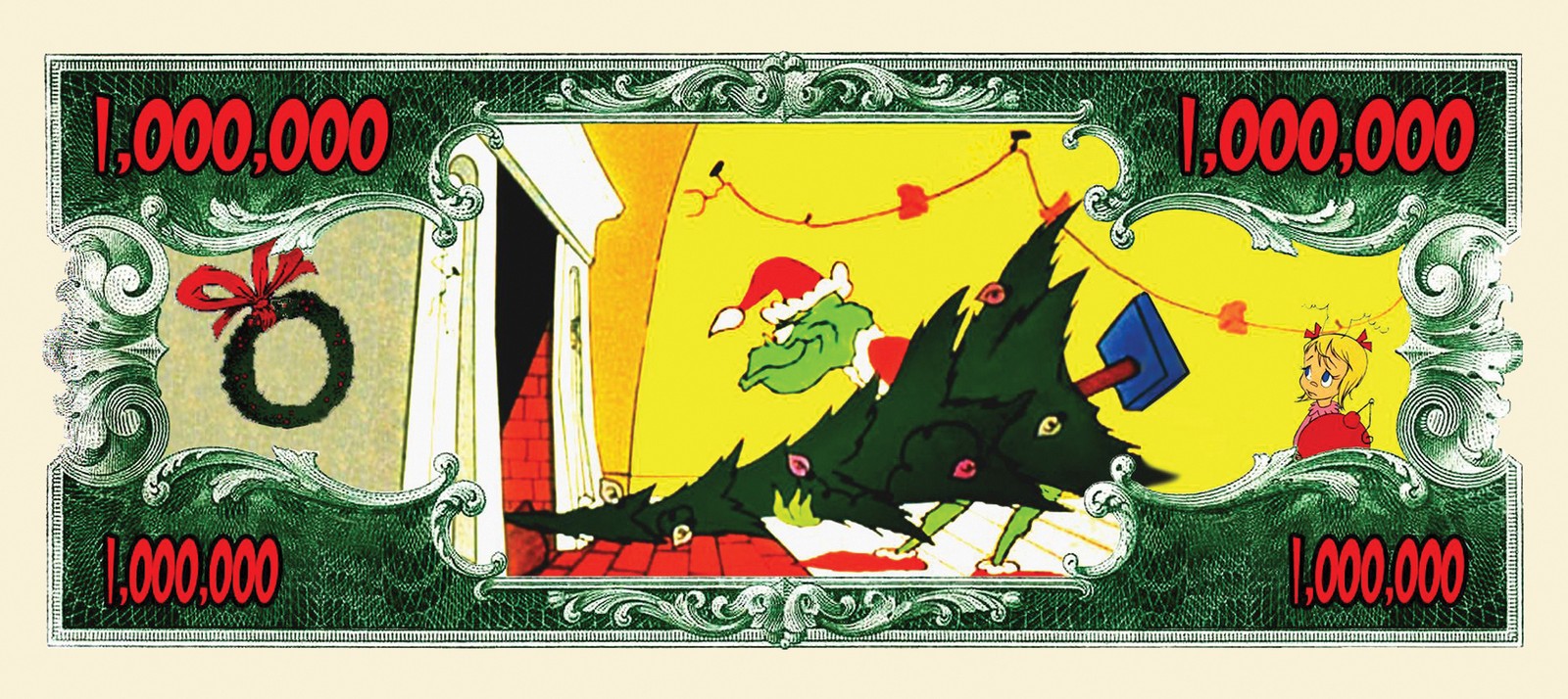 1000 TOTAL – The Grinch Million Dollar Christmas Bills – Put in Holiday Cards