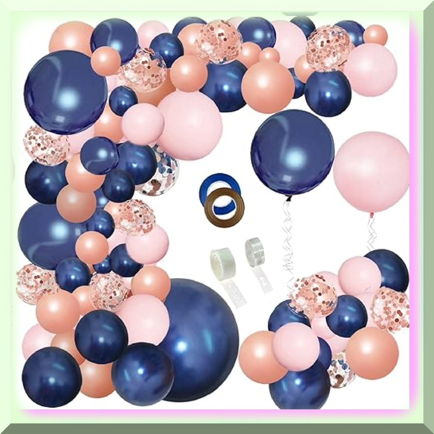 Navy Blush Rose Gold Confetti Balloon Garland Kit