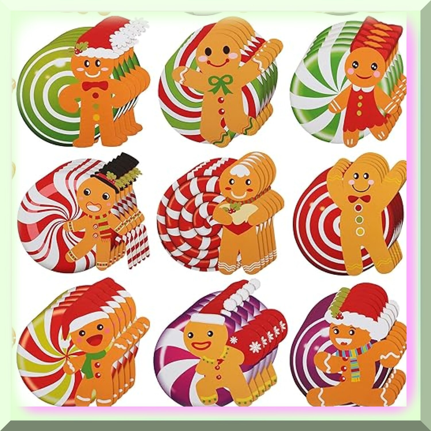 Gingerbread Man Holiday Paper Cutouts Set