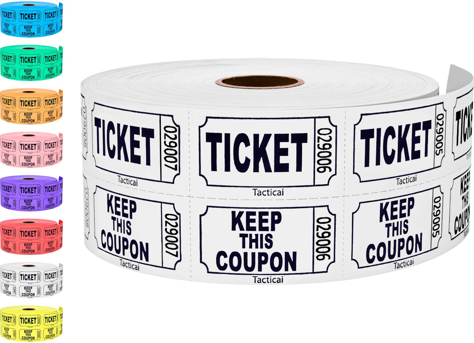 1000 Raffle Tickets White Double Roll Event Entry Fundraiser Reward Prize
