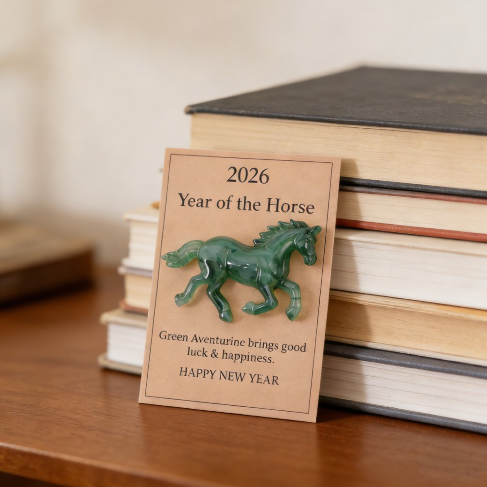 Unique Horse Year Greeting Card with Pocket Hug Resin Charm Ideal for Friends