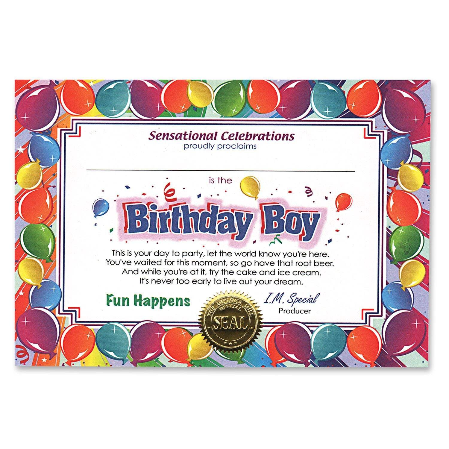 Beistle Birthday Boy Award Certificates | Party Supply | Decoration