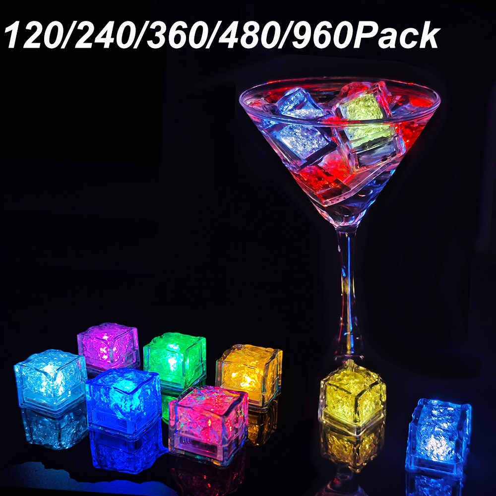 LED Ice Cubes Glowing in the Dark Light Up Night Party Wedding Holiday Decorate