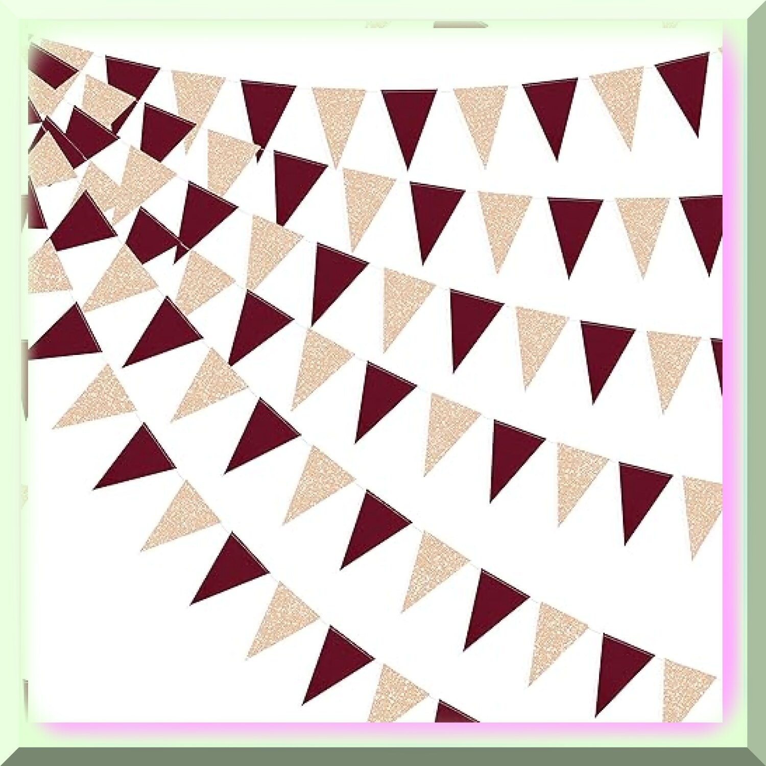 Maroon Champagne Gold Triangle Banner for Celebrations