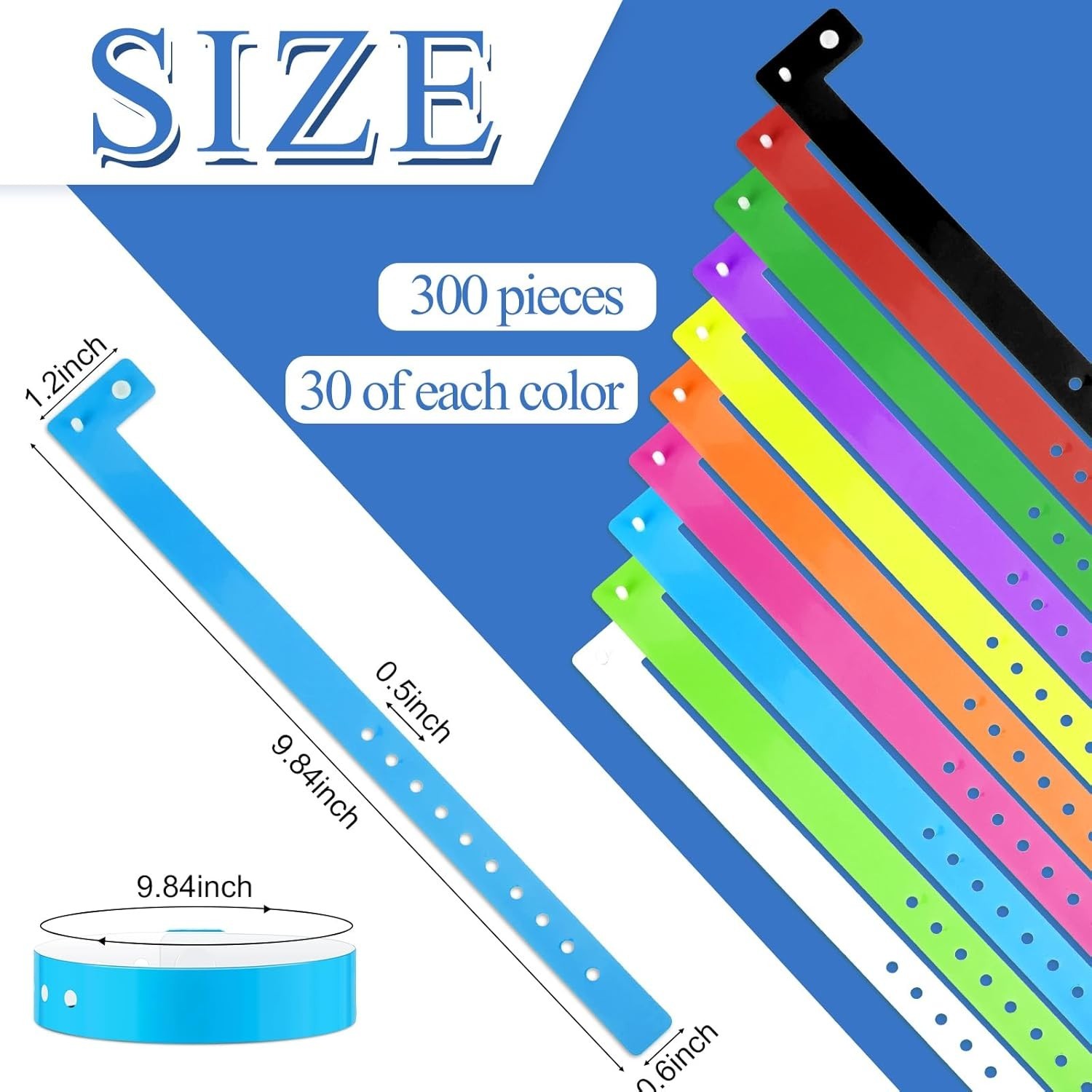 300 Pcs Multicolor Plastic Wristbands for Events Vinyl Wristband Plastic Brac…