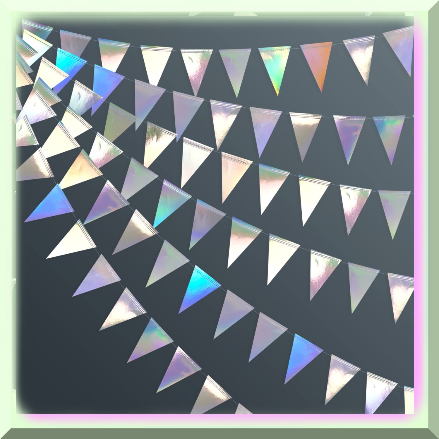 Iridescent Triangle Pennant Banner for Celebrations