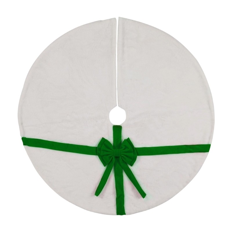 Soft Christmas Tree Skirt with Ribbon Trim for Indoor Holiday Display