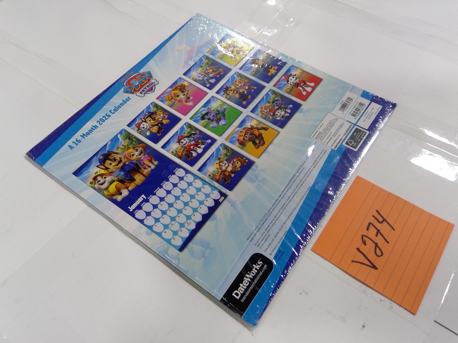 DateWorks Paw Patrol 16-Month 2026 Wall Calendar Blue Kids Cartoon New Gift