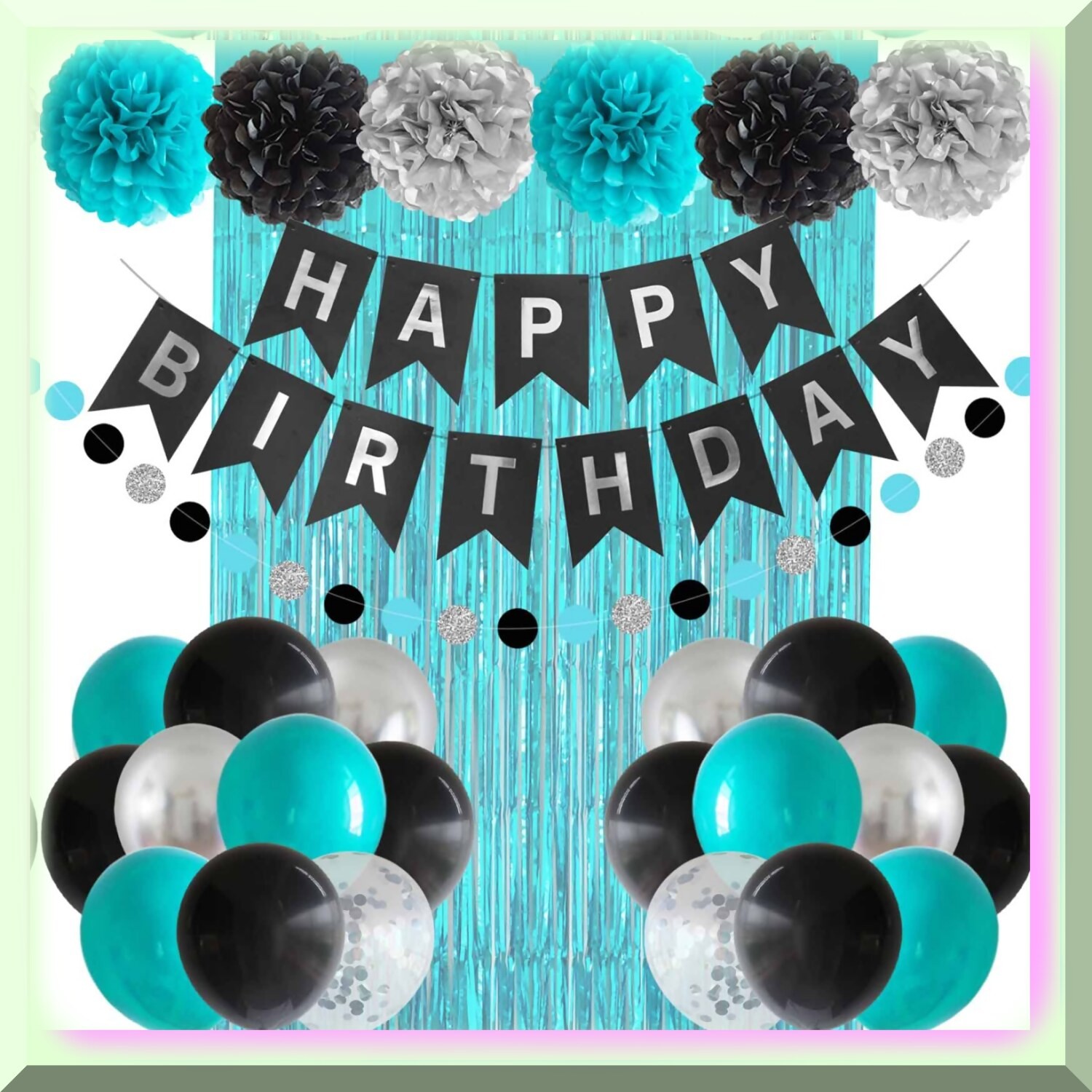 Turquoise Aqua Birthday Party Decoration Kit