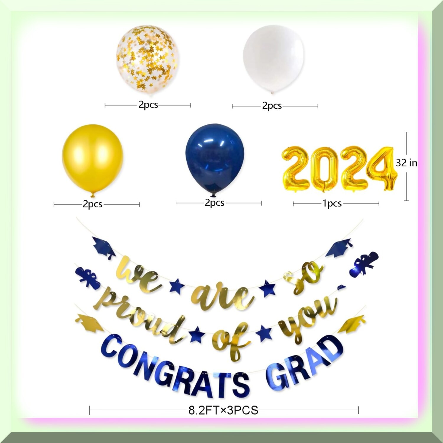 Graduation Party Kit Navy Blue Gold 2024