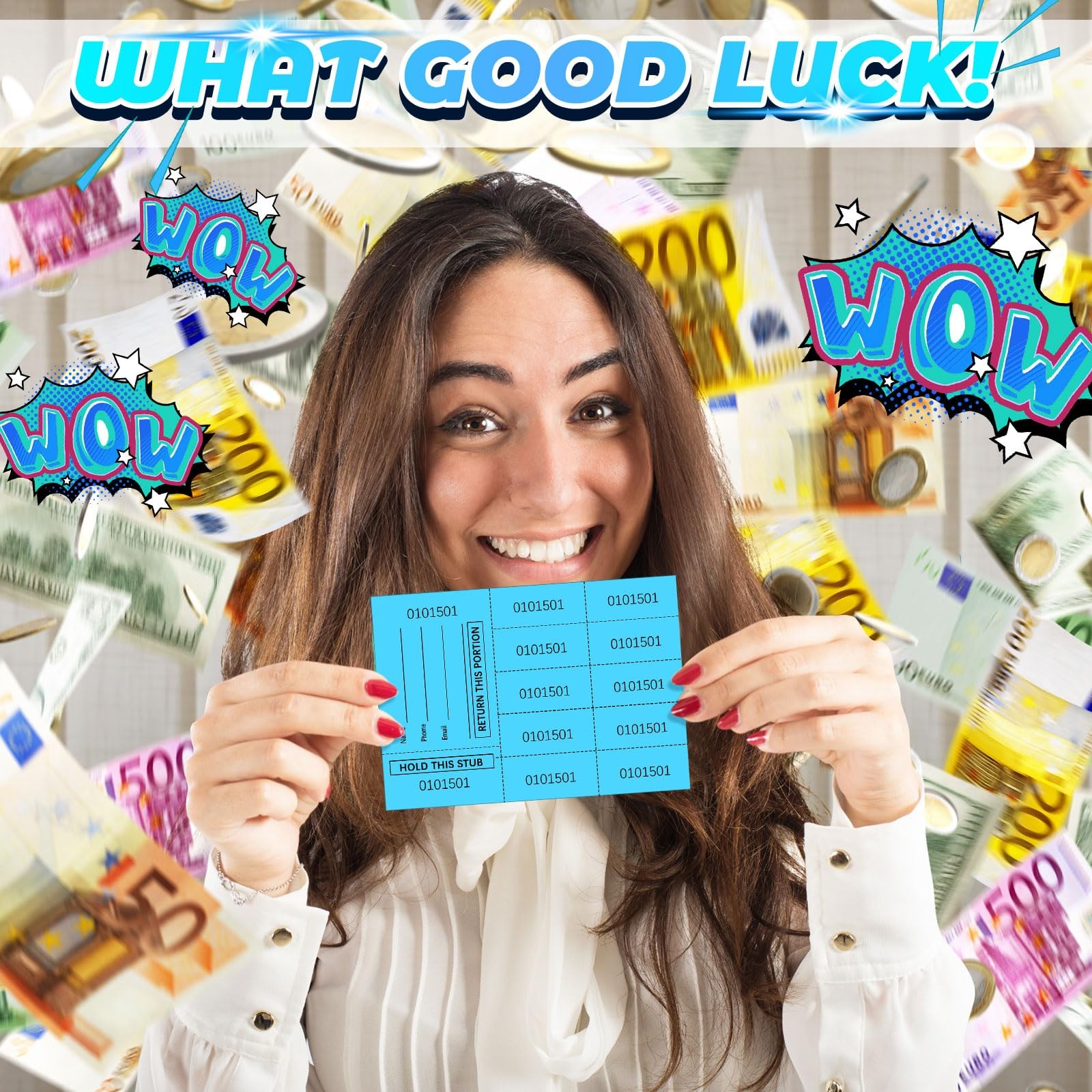 1000 Sheets Lake Blue 10 Bid Raffle Tickets Numbered With Name Phone Number