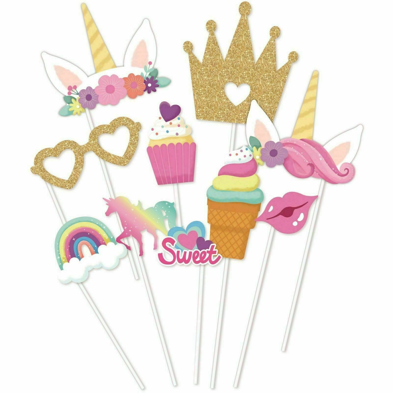 Unicorn Party Photo Props 10pk – Unicorn Party Supplies