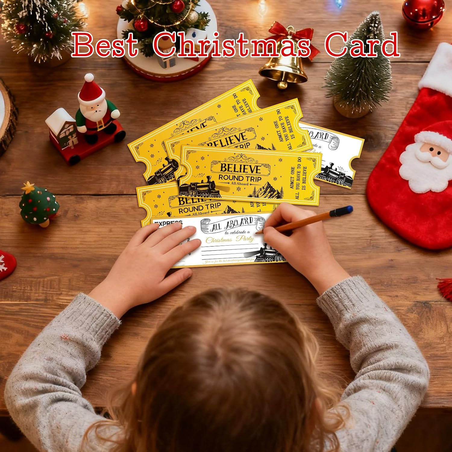51 Pcs Christmas Polar Tickets Bulk with Hole Punch North Pole Believe Train Ti