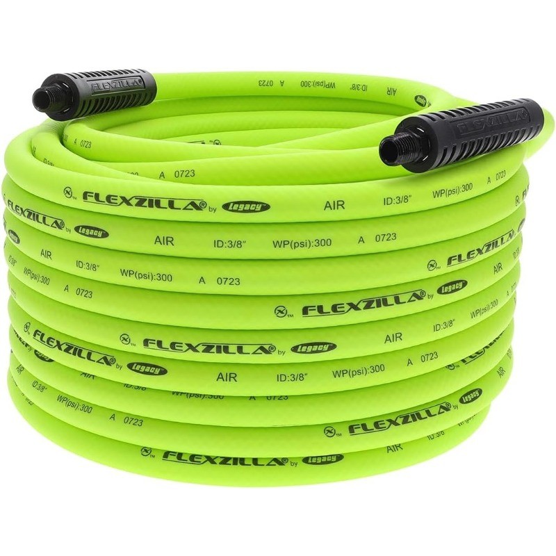 Air Hose, 3/8 in. x 100 ft., 1/4 in. MNPT Fittings, Heavy Duty,