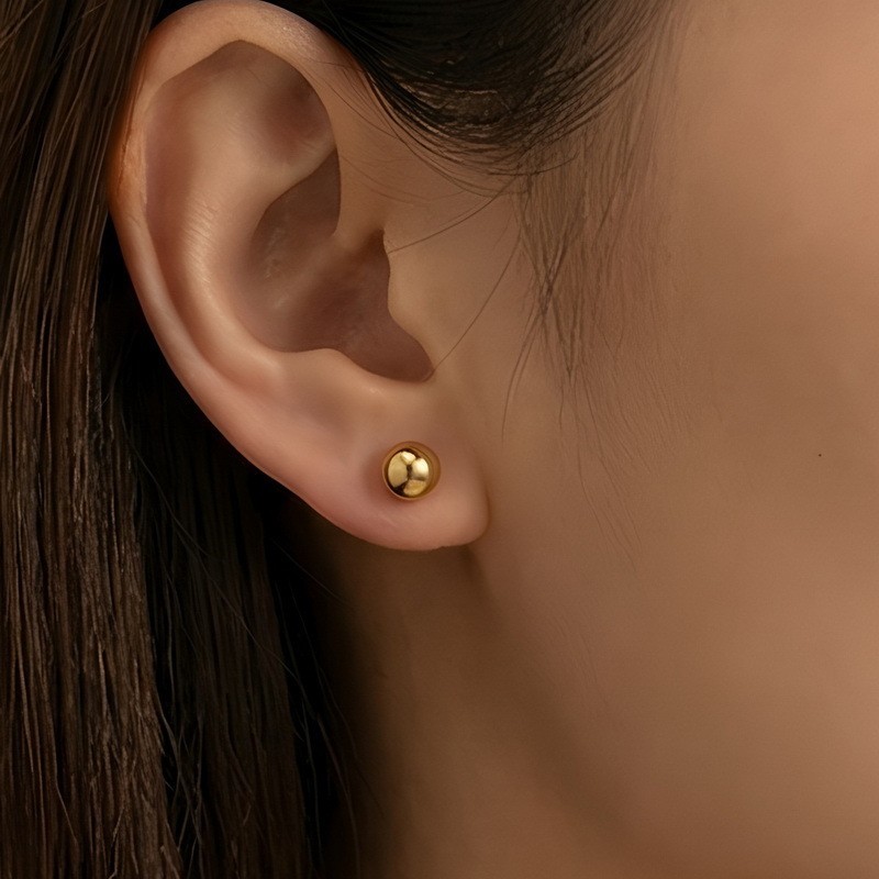 Stainless Steel Ball Stud Earrings Set – Multicolor Bead Earrings for Women Men