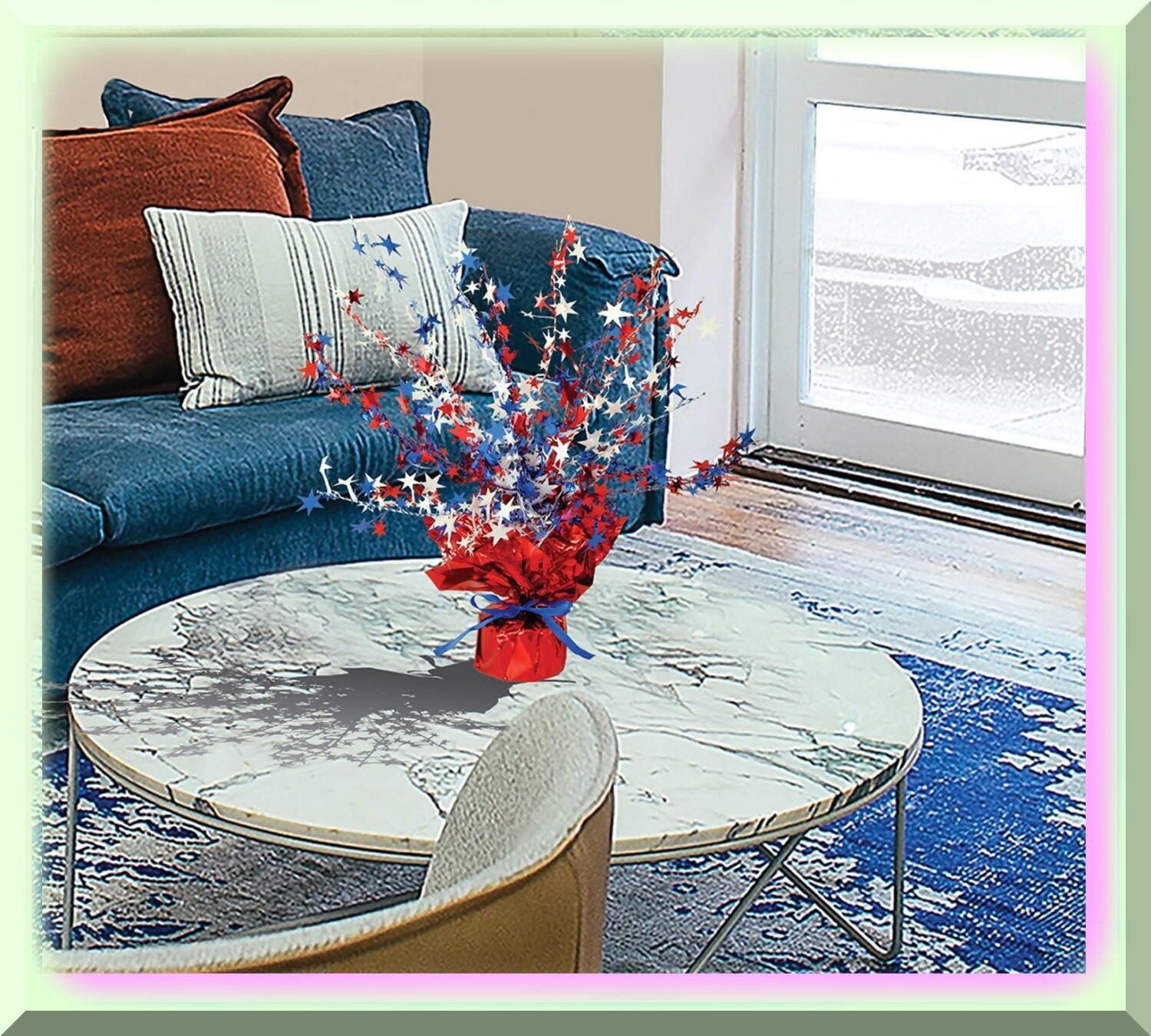 Patriotic 4th of July Centerpiece Metallic Plastic