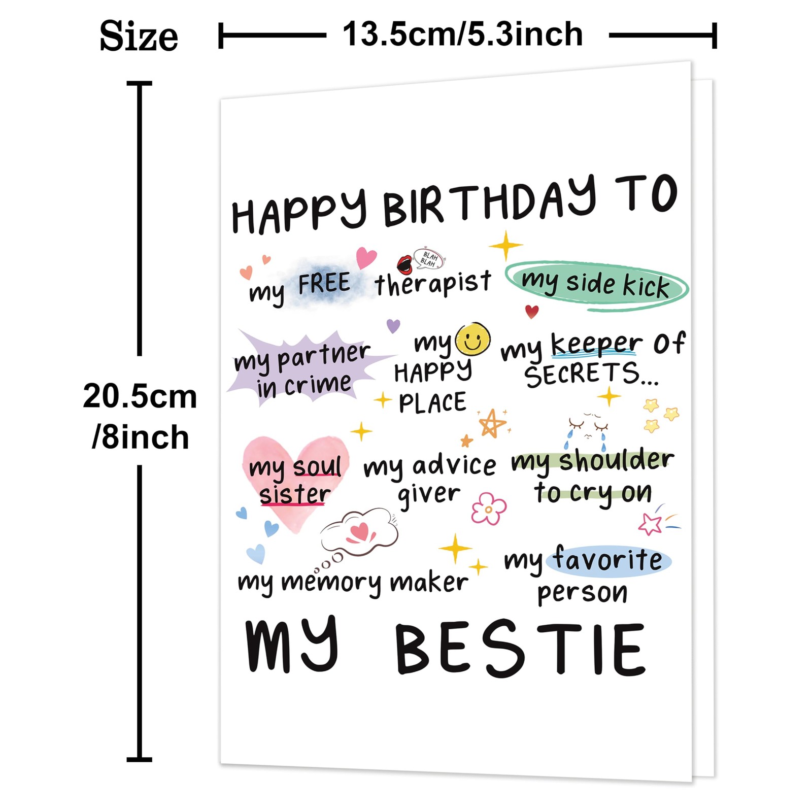 MQMRYeto Funny Birthday Card for Women Sister, Happy Bday 8″ x 5.3 inches, 11
