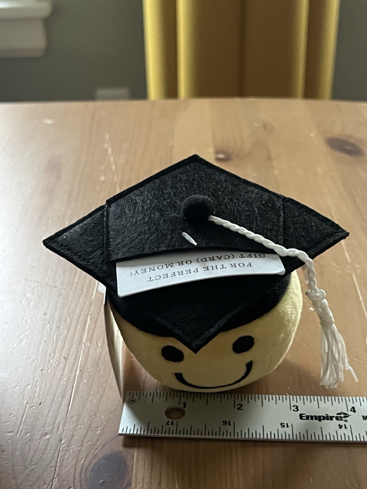 Hallmark Graduation Plush Smiley Face Gift Card Holder Yellow Black White