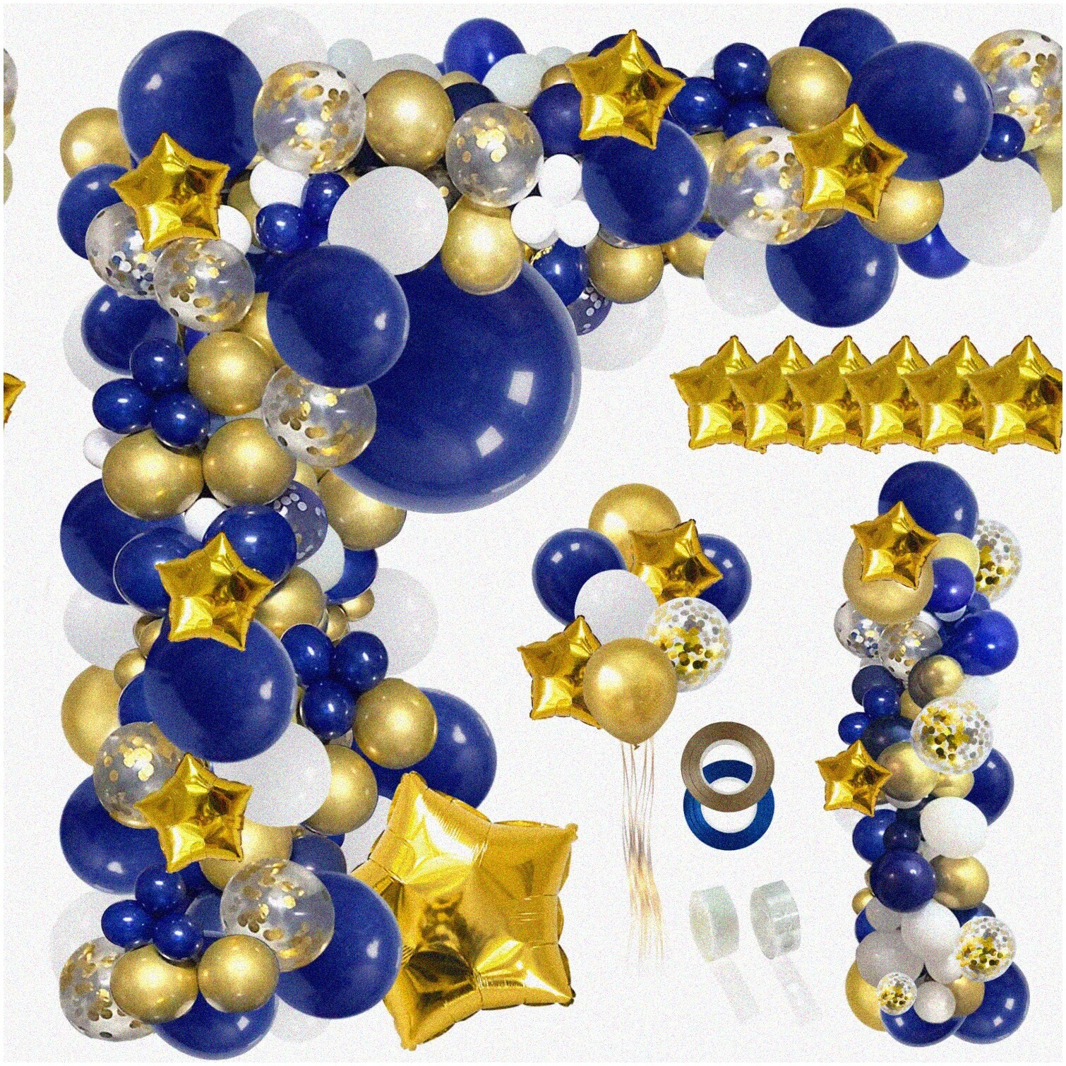 Navy and Gold Balloon Arch Kit 148 Pieces