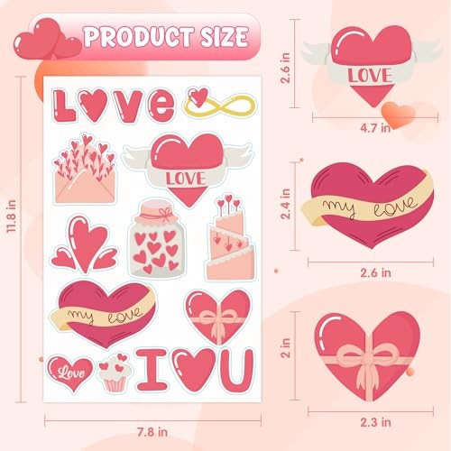 Valentines Day Decorations – Heart Window Clings for Glass | Valentines Red