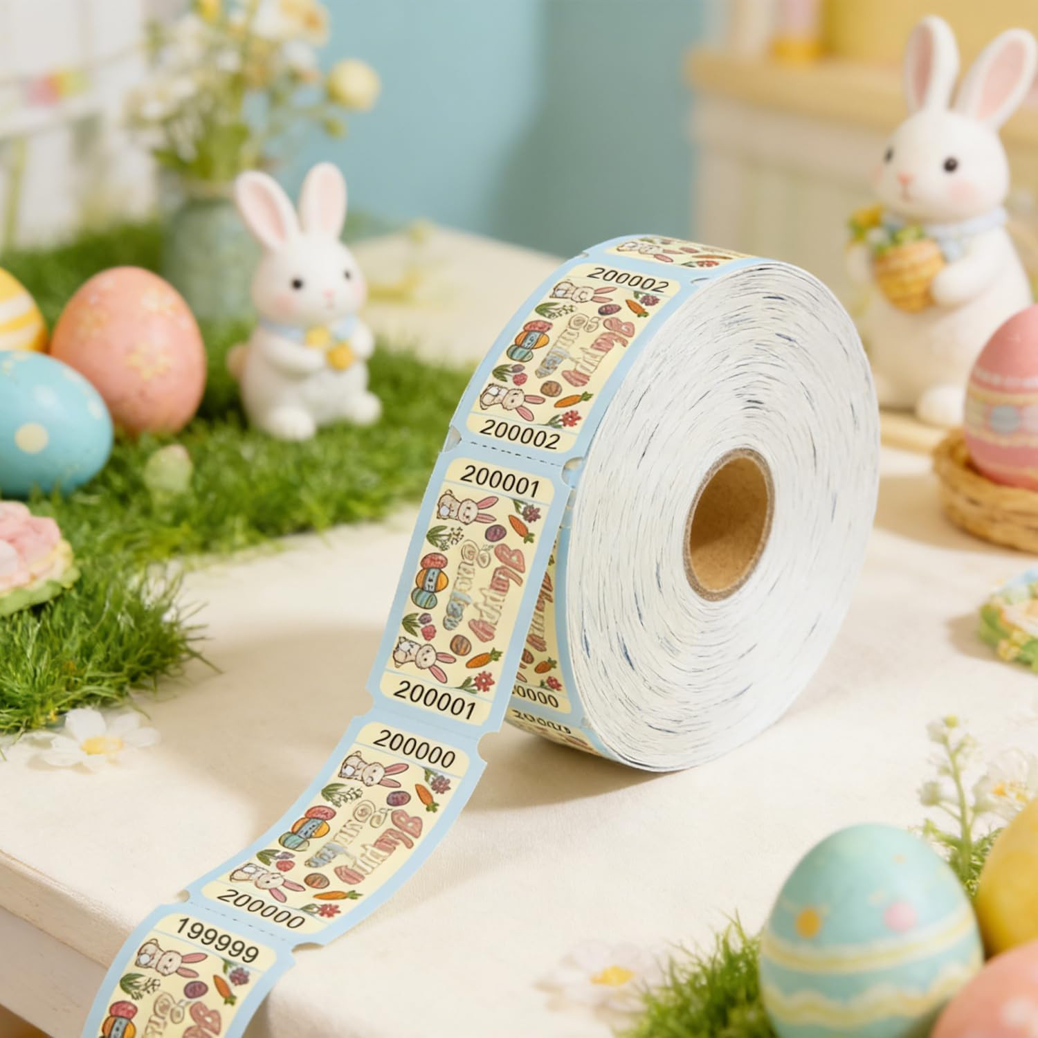 1000 Pcs Easter Raffle Tickets Roll Egg Bunny Carnival Raffle Tickets with Un…