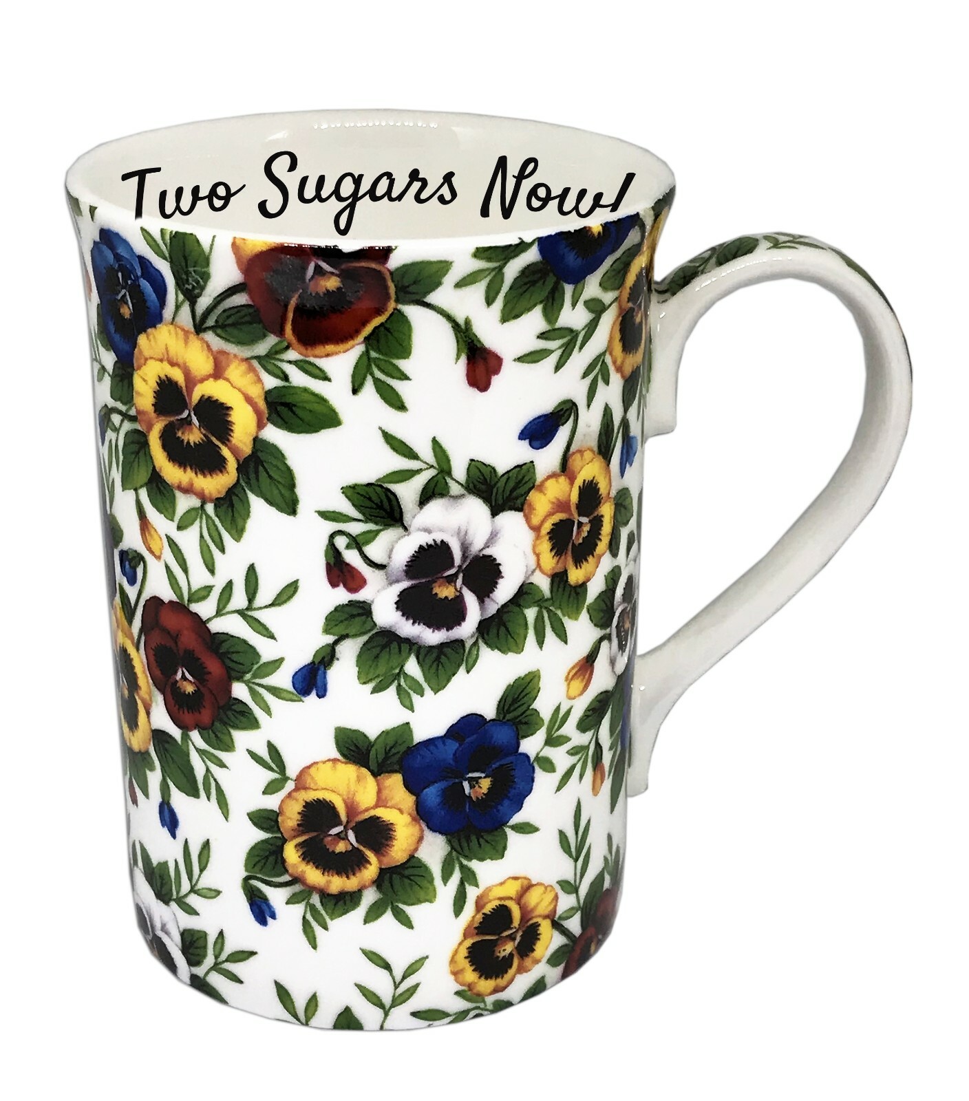 BN Boxed Personalised Pansy Chintz Vintage Floral Fine Bone China Mug, Mug Gift