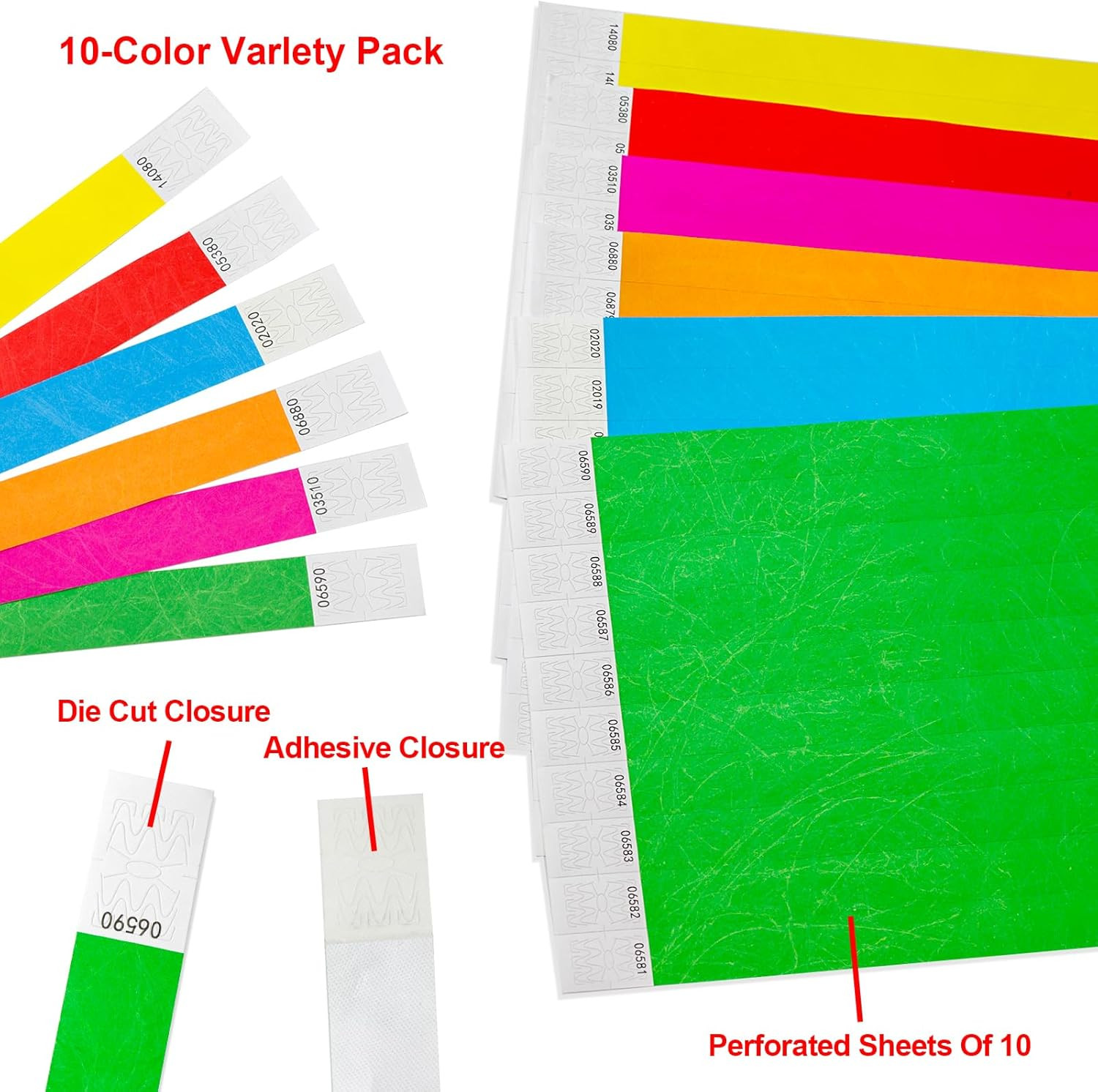 Yellow Wristbands for Events – 500 Count – Tear Resistant Paper Bracelets Comfor