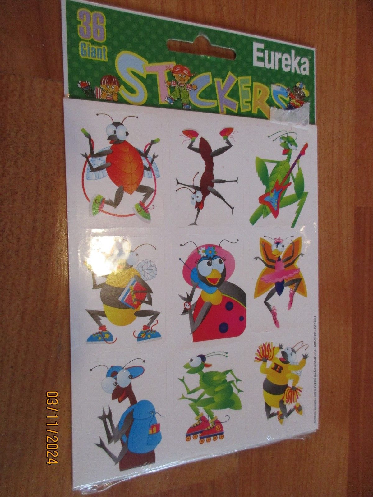 Vintage Eureka Fun Active Bugs Stickers 4 Sheets Stickers MIP
