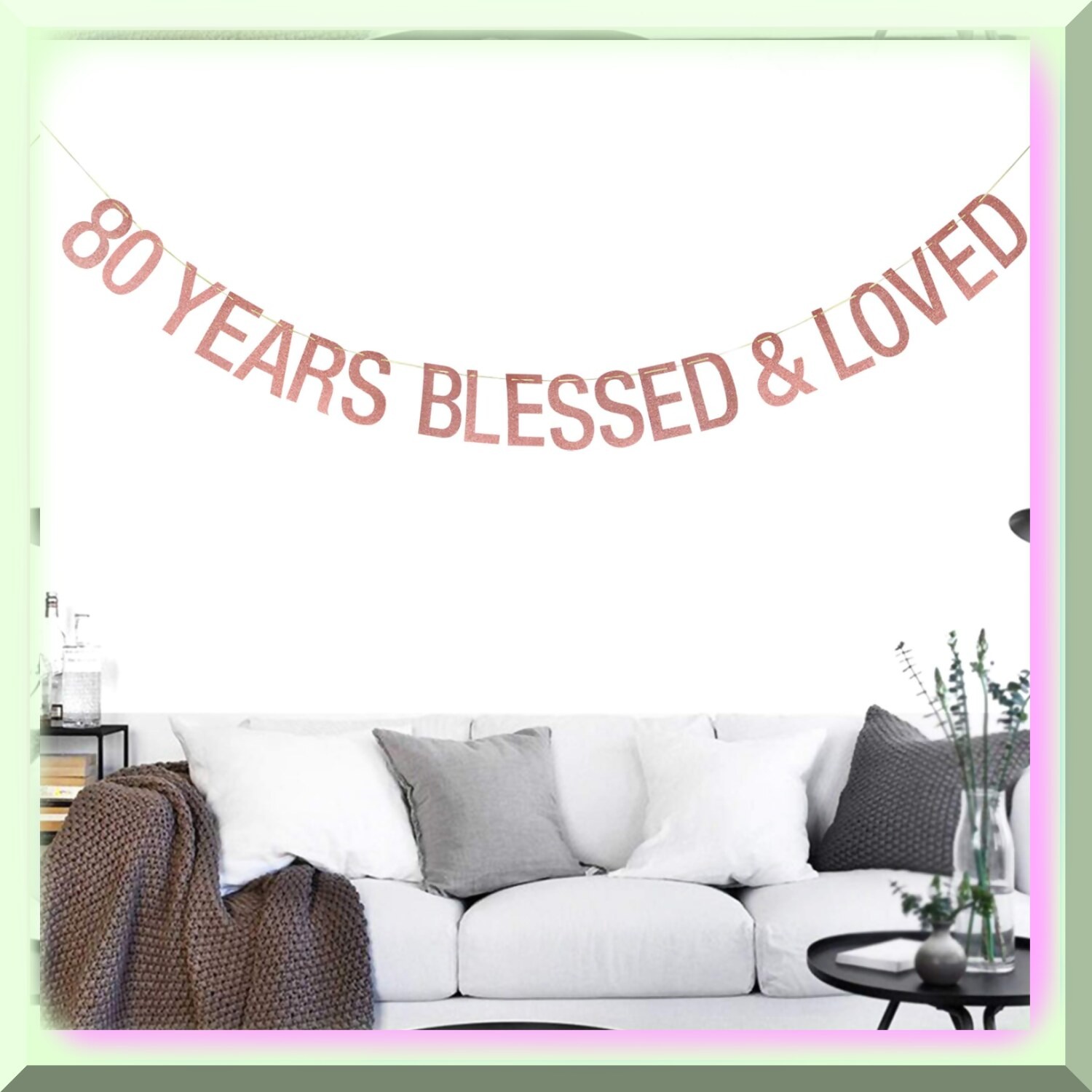 Rose Gold 80th Anniversary and Blessings Banner