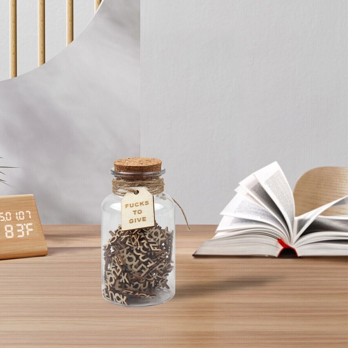 Jar of F*cks Wooden Cutout Letter Piece Give Funny Gag Bottle Novelty Gifts NEW