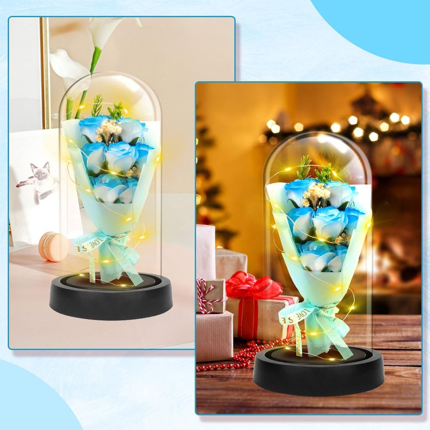 Preserved Rose Gifts Mothers Day Blue Flowers Bouquet Gifts for Mom Women Him…