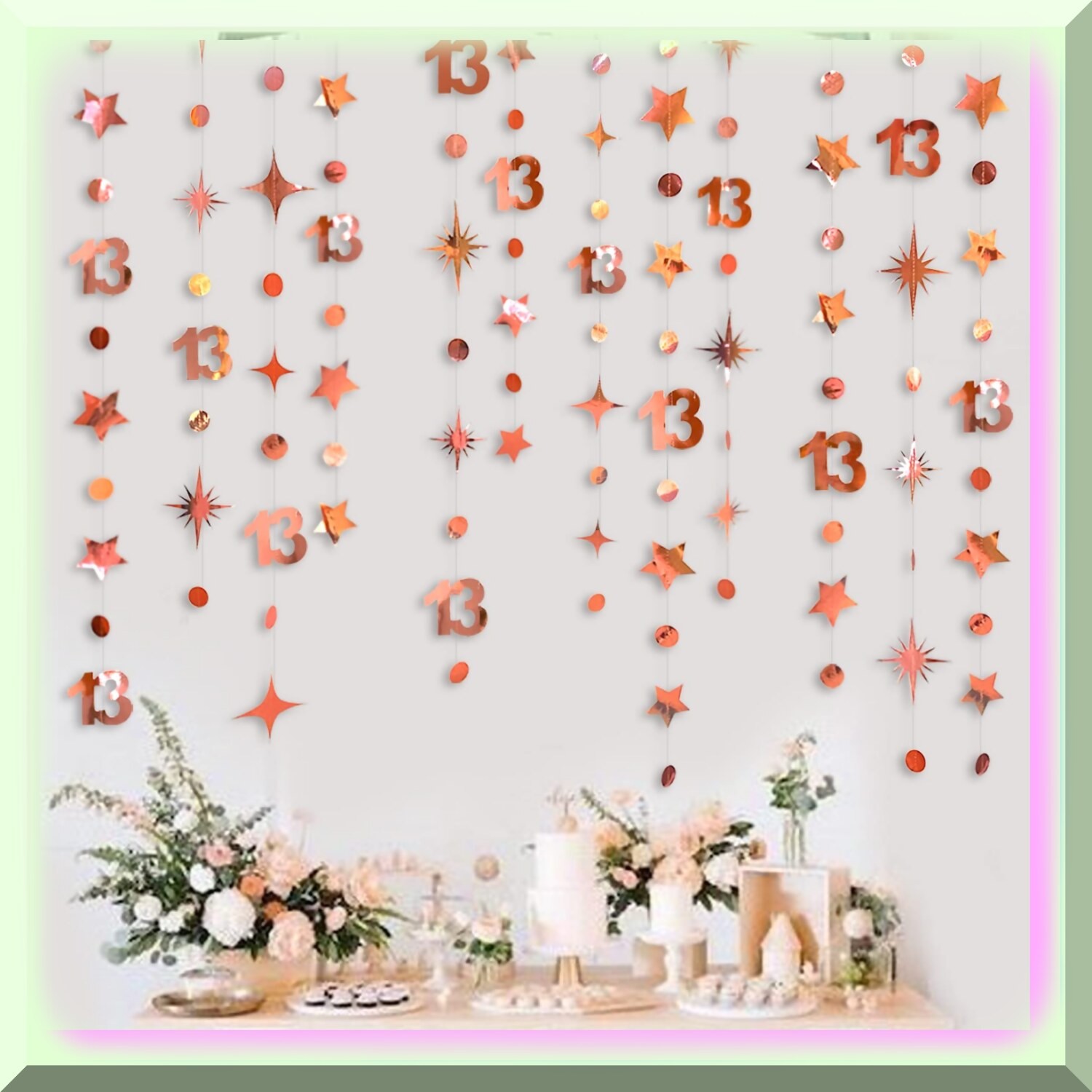 13th Birthday Party Kit with Rose Gold Decorations