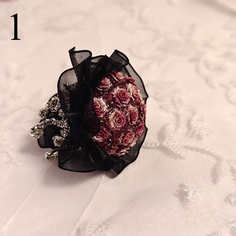 1x Heavy-Duty Mini Rose Bouquet Lace Flower Doll DIY Decoration Tassel with Hole