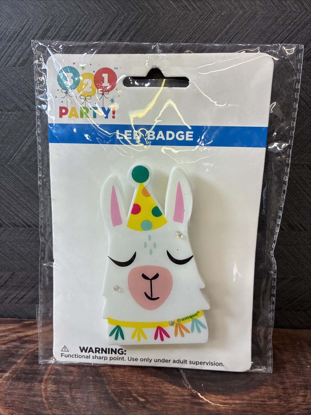 Colorful Party LED Badge Featuring Llama Design And Party Hat Decoration, New