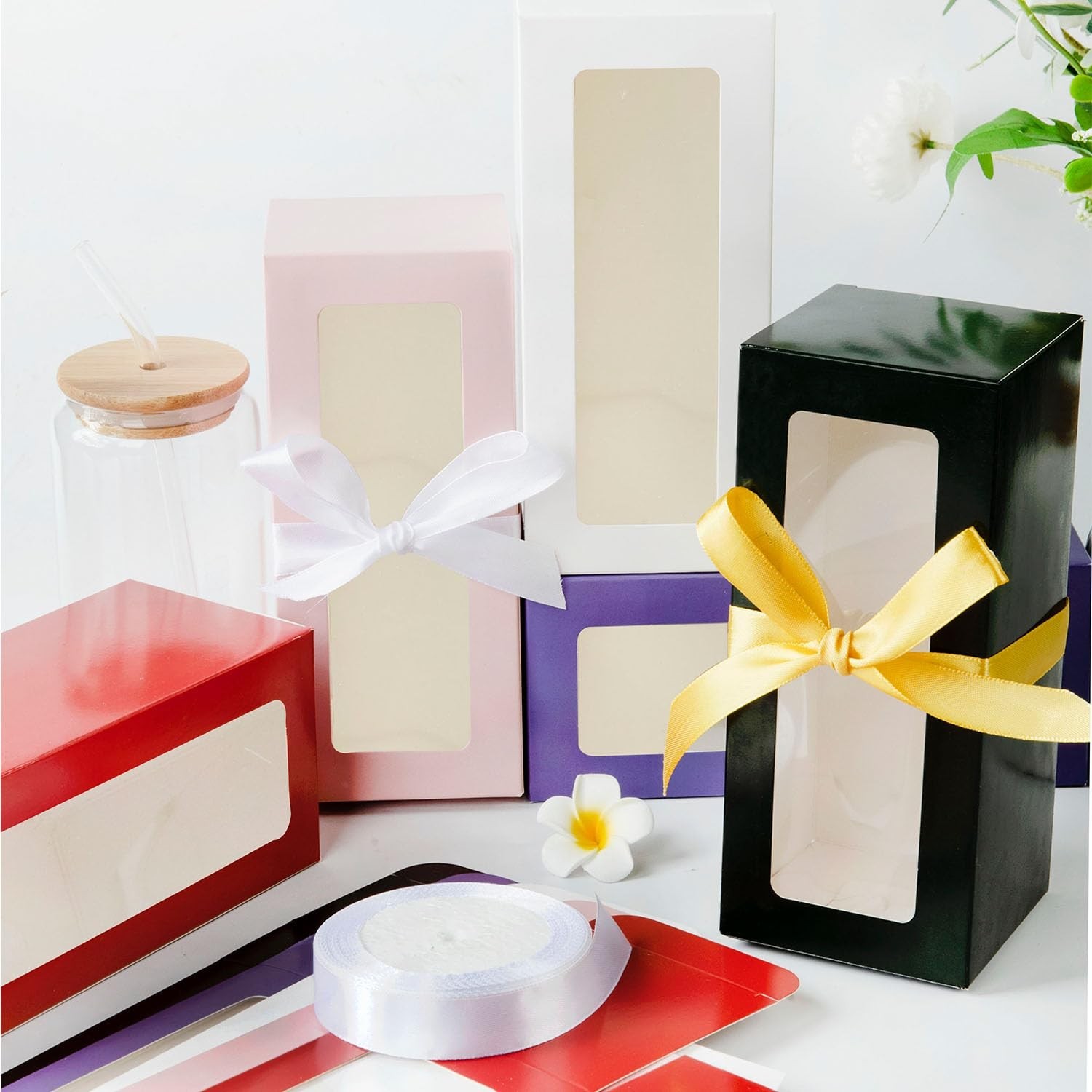 HXCHYI PACK 24 Pcs Tumbler Gift Box with Ribbon, Perfect for 12oz 16oz 20oz S…