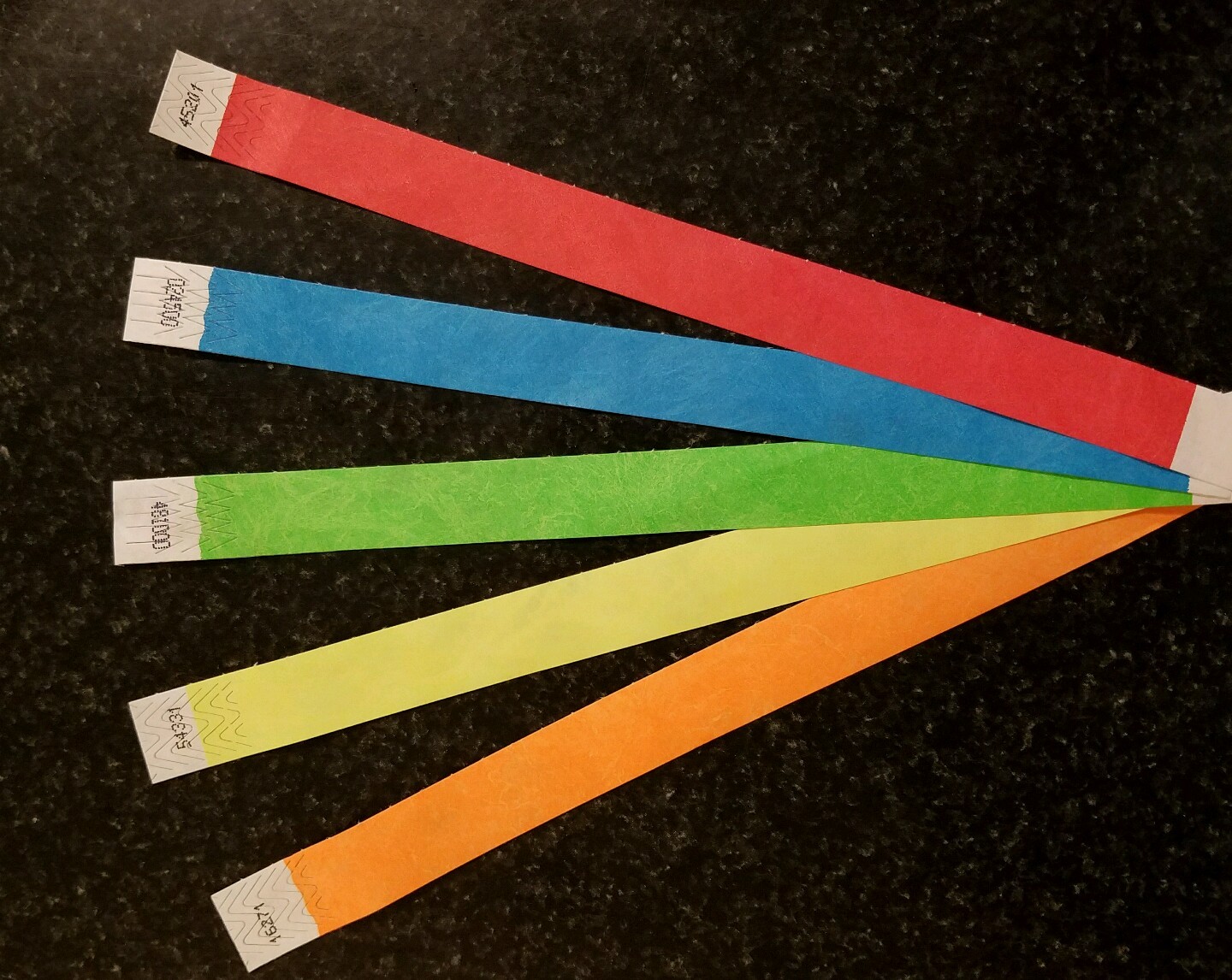 50,000 3/4″ TYVEK WRISTBANDS IN 5 ASSORTED COLORS, WRISTBANDS FOR EVENTS