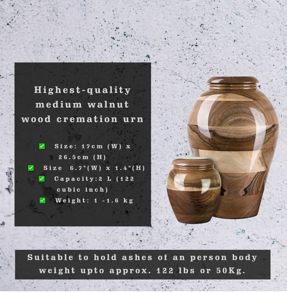 Stunning and very special hand turned wooden Walnut Human Cremation urn for ashe