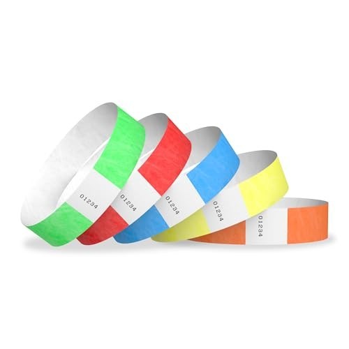 2,000 Tamper-Proof Tyvek Wristbands – 5-Color Variety Pack for Events, Parties &