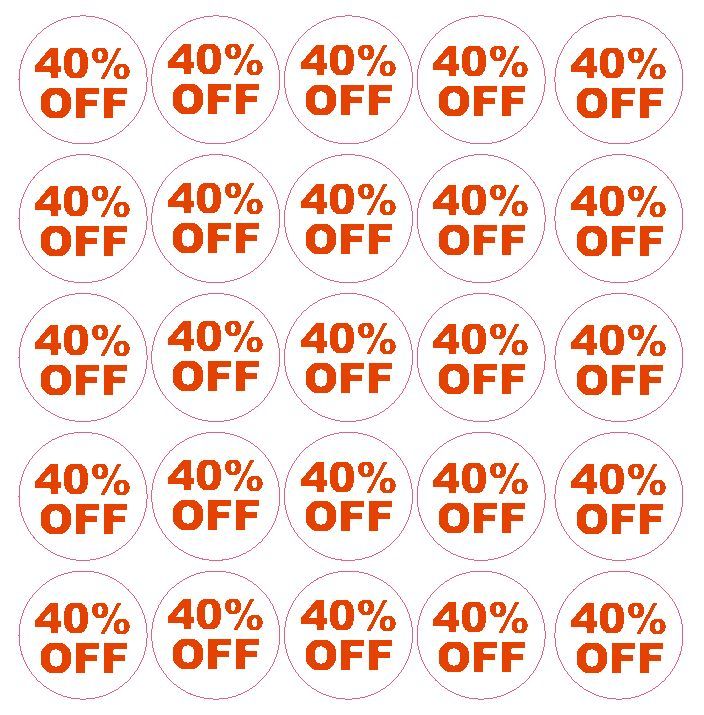 40% Percent Off Sale Sticker Retail Store FLEA MARKET Boutique MADE IN USA #D56