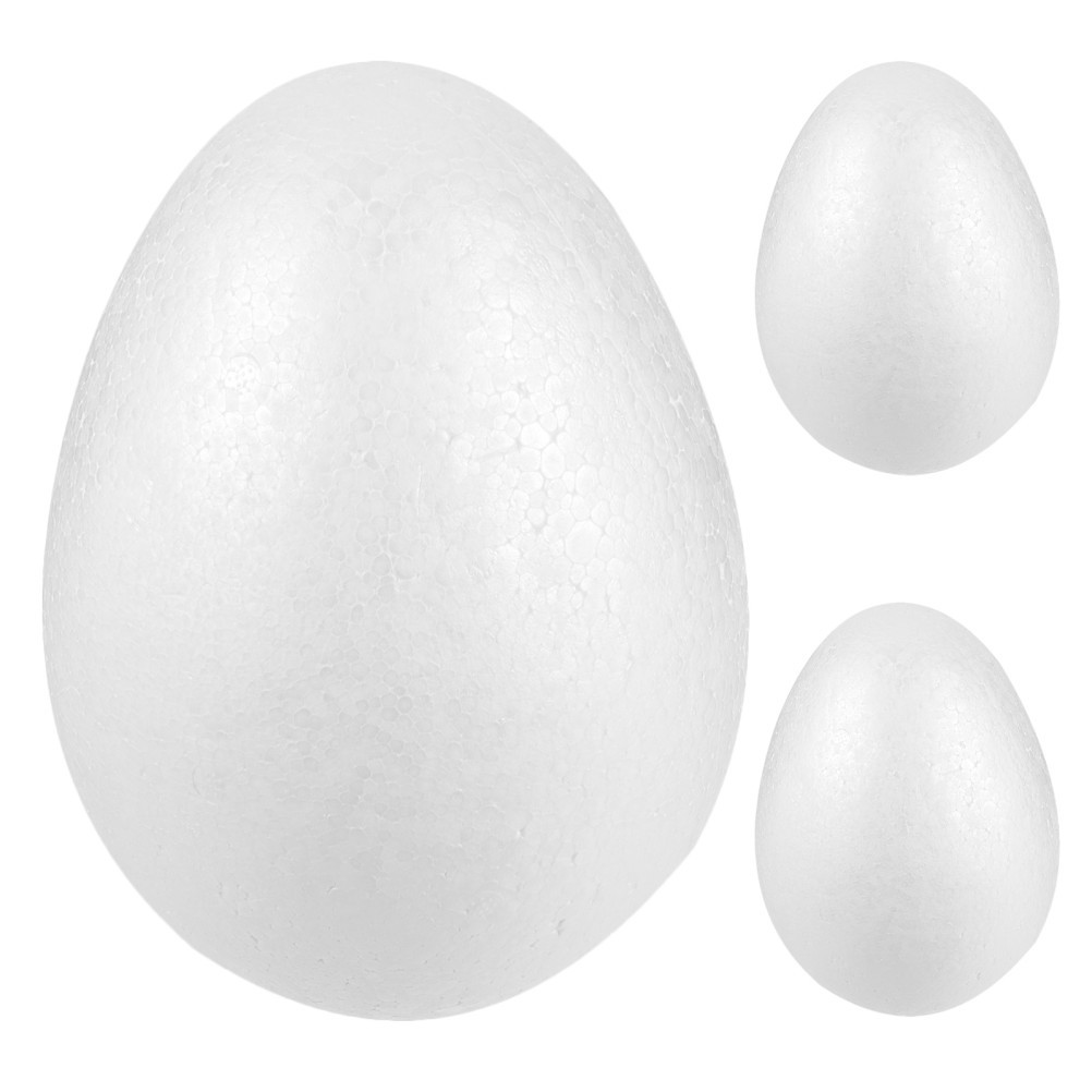 3Pcs Durable White Polystyrene Foam Eggs for Craft DIY Easter Painting and Decor