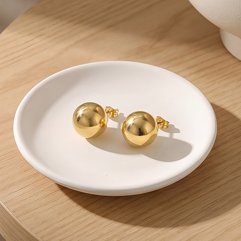 Stainless Steel Ball Stud Earrings Set – Multicolor Bead Earrings for Women Men