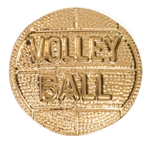Gold Finish Metal Volleyball Pin TIE TACK Sport School Varsity Chenille Insignia