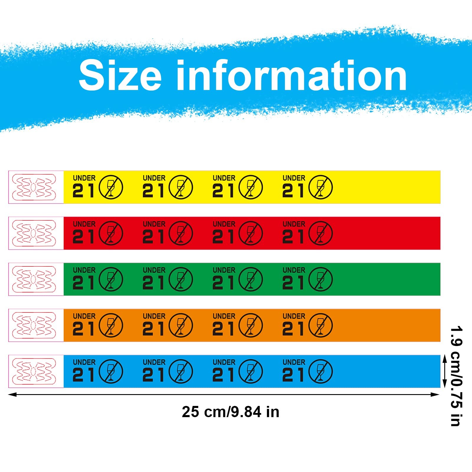 500 Pack Wristbands Colored Wrist Bands Paper 9.84 x 0.75 inch, Red