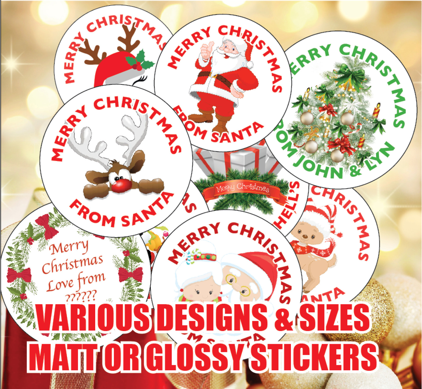 Personalised Christmas Stickers Labels Gift Tags Parcel Presents From Santa 1030